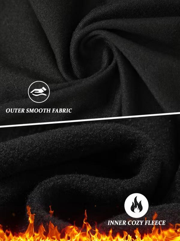 Men's Thermal Underwear Set 2 Pieces Fleece Lined for Home Wear Includes Top and Pants Menswear black sport active  joggers thermal coverall