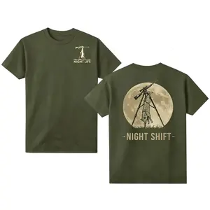Night Life “night Shift” Coyote Tshirt Sweatshirt Hoodie American Flag Wolf Hunter Tee Moon Back Print Graphic Unis Hoodied Hoodie Sweatshirt Unisex