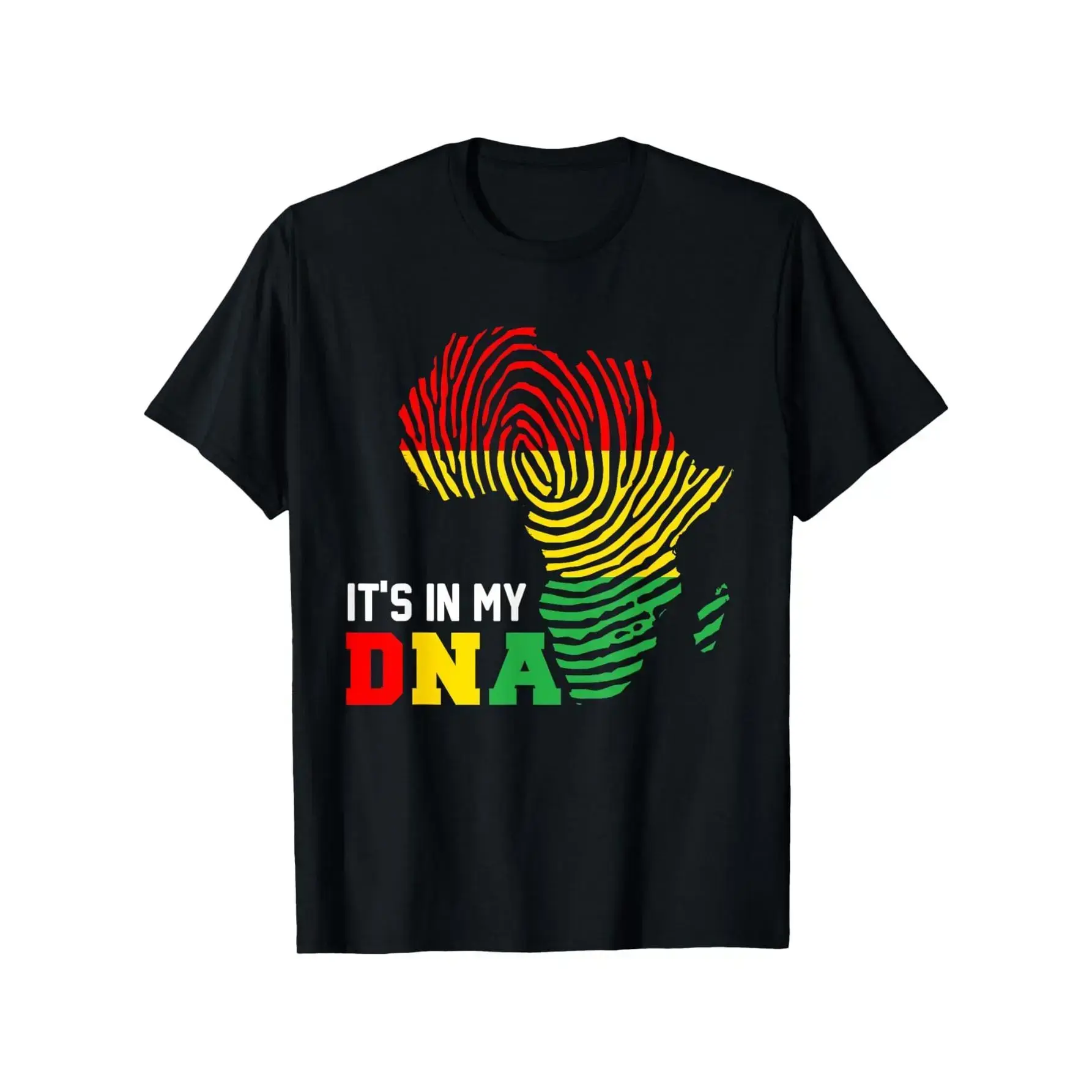 It's in my DNA Pan-African fingerprint black history t-shirt-unisex_cotton casual T-shirt vibrant Africa map design light breathable fit casual local warehouse delivery unisex T-shirt soft cotton comfort enjoy discount cwj01