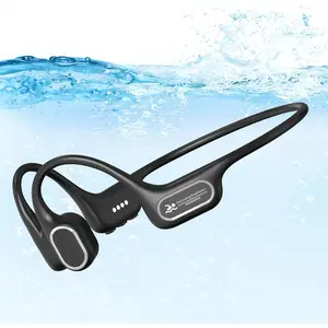 Soft Liquid   Conduction Swimming Headphones Underwater,IPX8  Earbuds,Open Ear Swim Headphone with -Friendly /Built-in 32G MP3-Player Earphones for Swim-Inky Black
