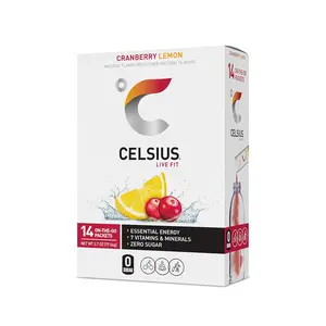 CELSIUS On-the-Go Powder Sticks Cranberry Lemon, Essential Energy 2.6 Oz (14 Sticks per Pack) Healthcare Vitamin