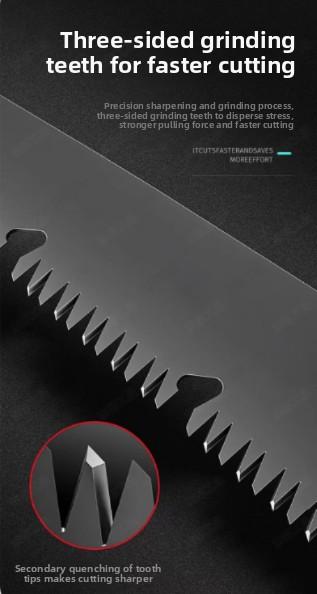 Folding saw, woodworking cutting pruning hand saw equipped with an SK5 curved blade for garden pruning—a folding hand saw suitable for tree trimming, camping, gardening, and woodworking tasks.