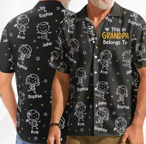 Personalized Grandpa Hawaiian Shirt, Custom Name Papa Aloha Button-Up, Father's Day Gift