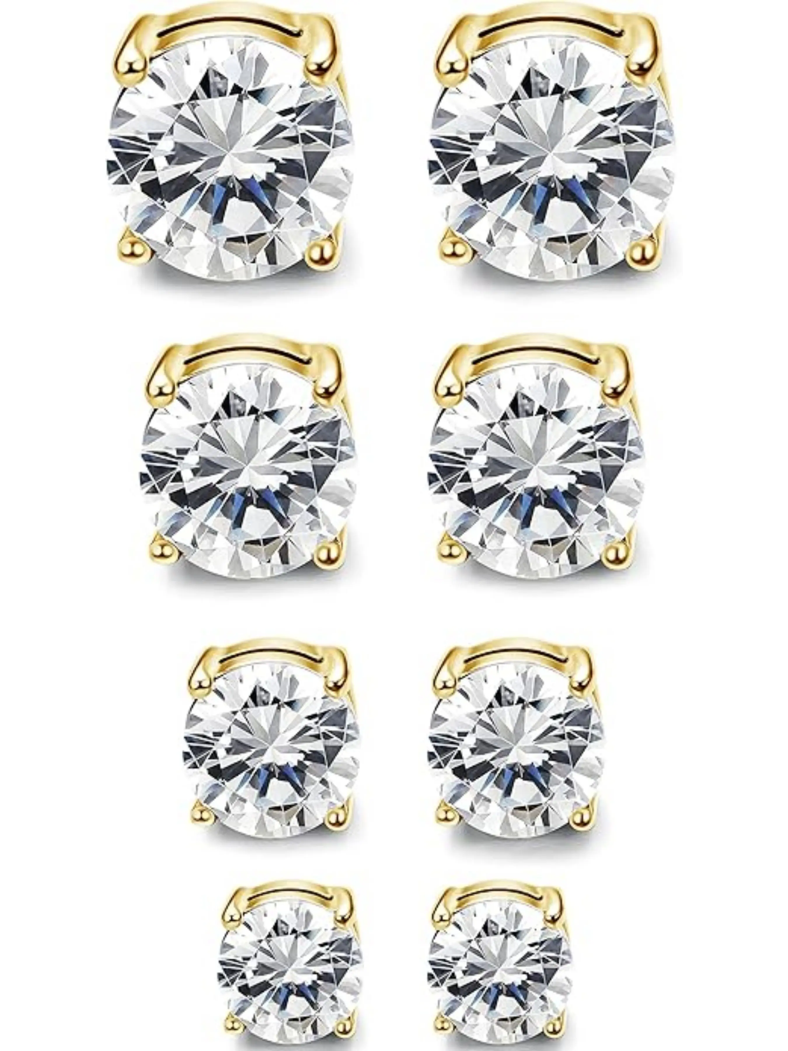 4-7MM Magnetic Earrings for Men Women Shiny Round Cubic Zirconia Stud Earrings for Non-Pierced Ears Hypoallergenic Stainless Steel Fake Earrings Not Easy to Fall off Fashionable High Quality Earrings Earring Stacking Set Double Up Earrings