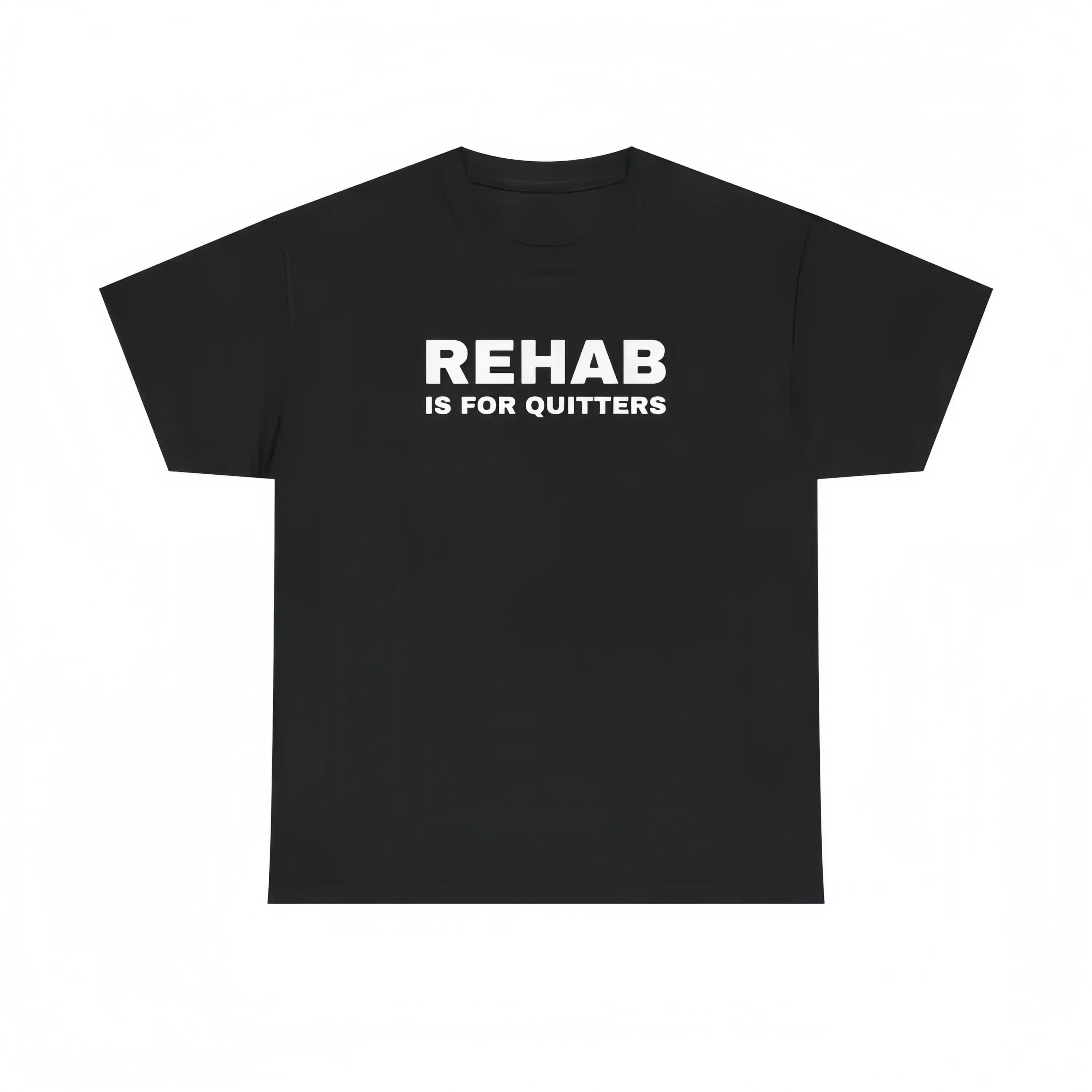 Women's Casual Short-Sleeve Classic Round Neck Heavy Cotton T Shirts for Women - "Rehab is for Quitters" Funny Quote Text Print Top, Cold Wash Multi-Size Mental Health Drinking Gift Tee, Do Not Dry Clean, Fashion