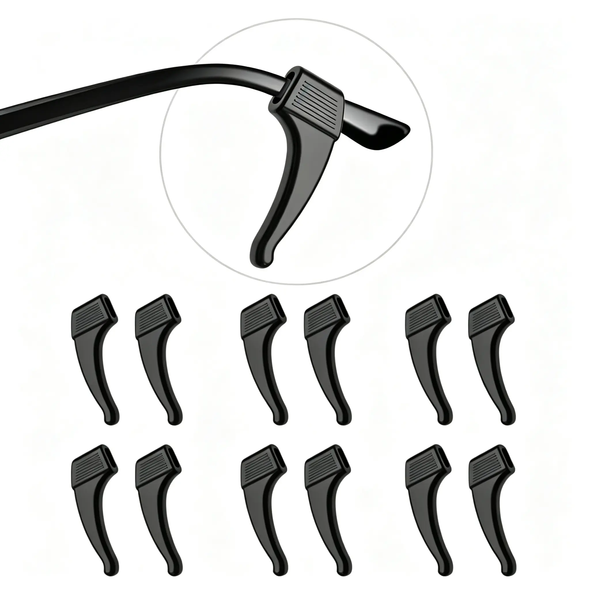 6 Pack - Anti Slip Eyeglass Holder Ear Grip Sunglasses Retainer Temple Tip Reading Glasses Holder Anti Slip Glasses Temple Holders for Basketball Soccer Hiking Running Sports, Comfort Sweat Proof Ear Hooks Accessories for Adult Eyeglasses & Sunglasses