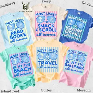 Comfort Colors Summer Shirt, Funny Vacation Graphic Tee, Most Likely To Summer T-Shirt, Cute Beach Pool Ballpark Shirt, Trendy Summer Holiday Tee, Soft Washed Cotton Shirt, Colorful Unisex Comfort Colors Tee, Summer Vibes Outfit