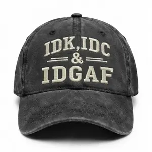 IDK, IDC, IDGAF Hat, Adjustable Vintage Washed Baseball Hat, Gift for Dad Husband, Wash Hat
