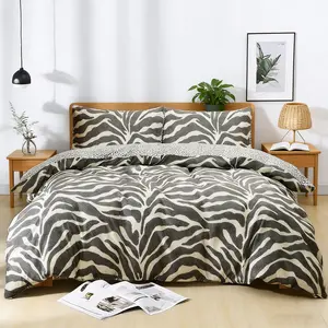 Zebra/Leopard Print Bedding Set, 1 Count Duvet Cover & 2 Counts Pillowcase without Filler, Soft Comfortable Modern Bedding Set for Home Bedroom
