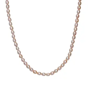 Lavender Pearl Necklace 18 Inches in 18K Vermeil Yellow Gold Over Sterling Silver Christmas Gifts