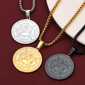 FaithHeart Archangels Sigil Talisman Necklace Fours Kings Stainelss Steel Medal Pendant