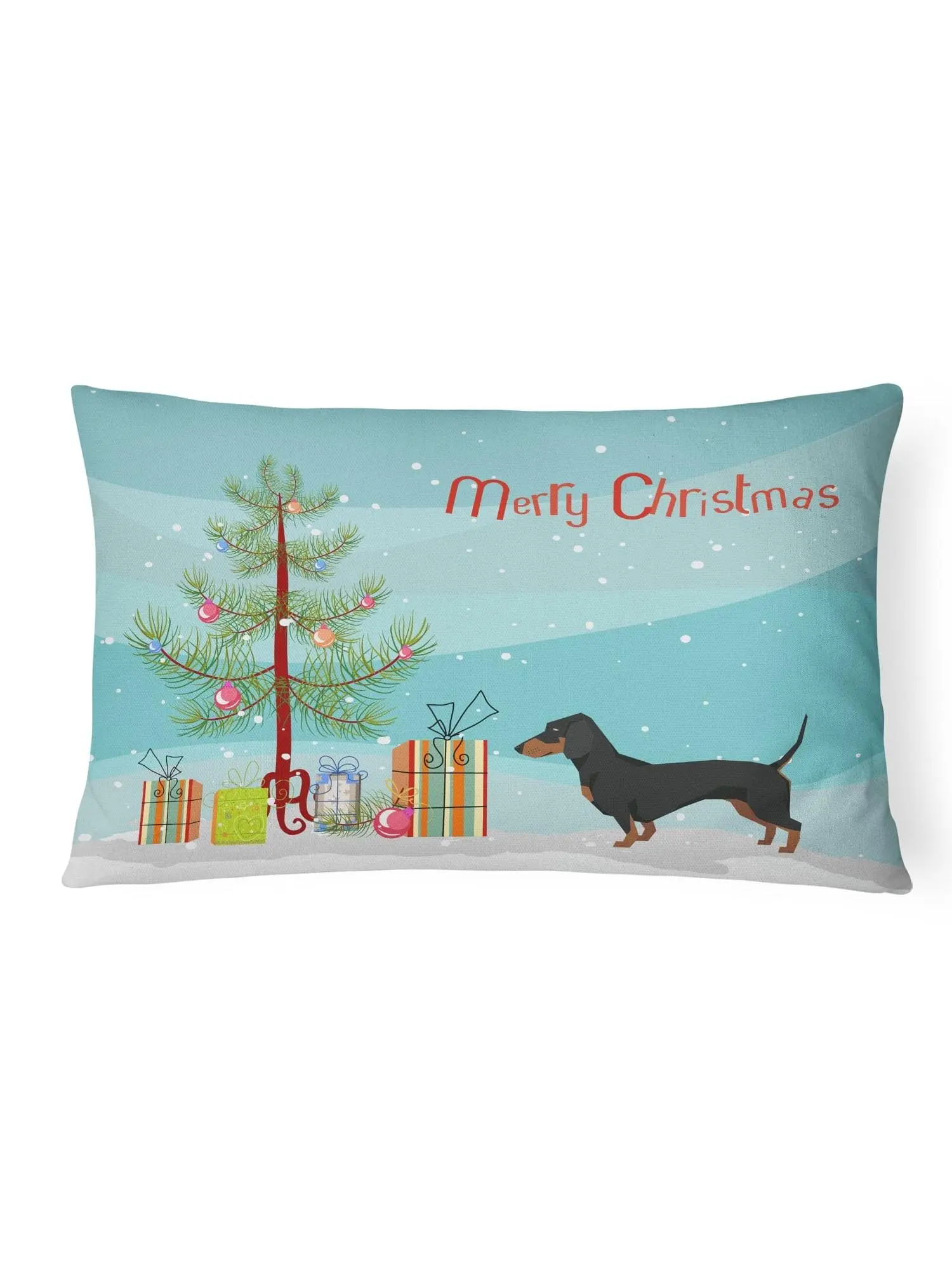 Dachshund Christmas Tree Canvas Fabric Decorative Pillow
