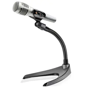 Desktop Microphone Stand - Adjustable Gooseneck, Sturdy Metal Base