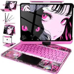 Naidun Transparent Pink Keyboard Protector Case Compatible with iPad