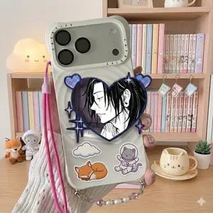 Purple Anime Goth Heart Phone Grip, Cute Magnetic Phone Holder, Trendy Kawaii Grip Stand for Teens & Phone Accessories