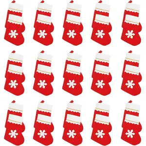 30 Pack 8" Mini Christmas Stocking,Snowflake Tableware Holders,Candy Pouch Bag for Christmas Tree Decoration,Party Favors,Xmas Supplies