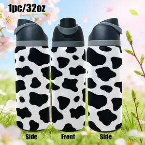 32 Oz Stainless Steel Insulated Cup, Fun Cat Face Cactus Design, Large Capacity Leak-Proof Travel Mug, Creative Water Bottle