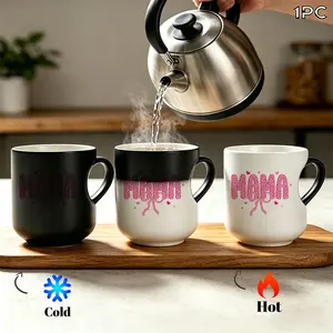 1pc Mother's Day Gift, Magic Color Changing Ceramic Mug with Heart-Shaped Handle, 11oz 320ml, Unique Heart Design, Perfect Gift For MAMA