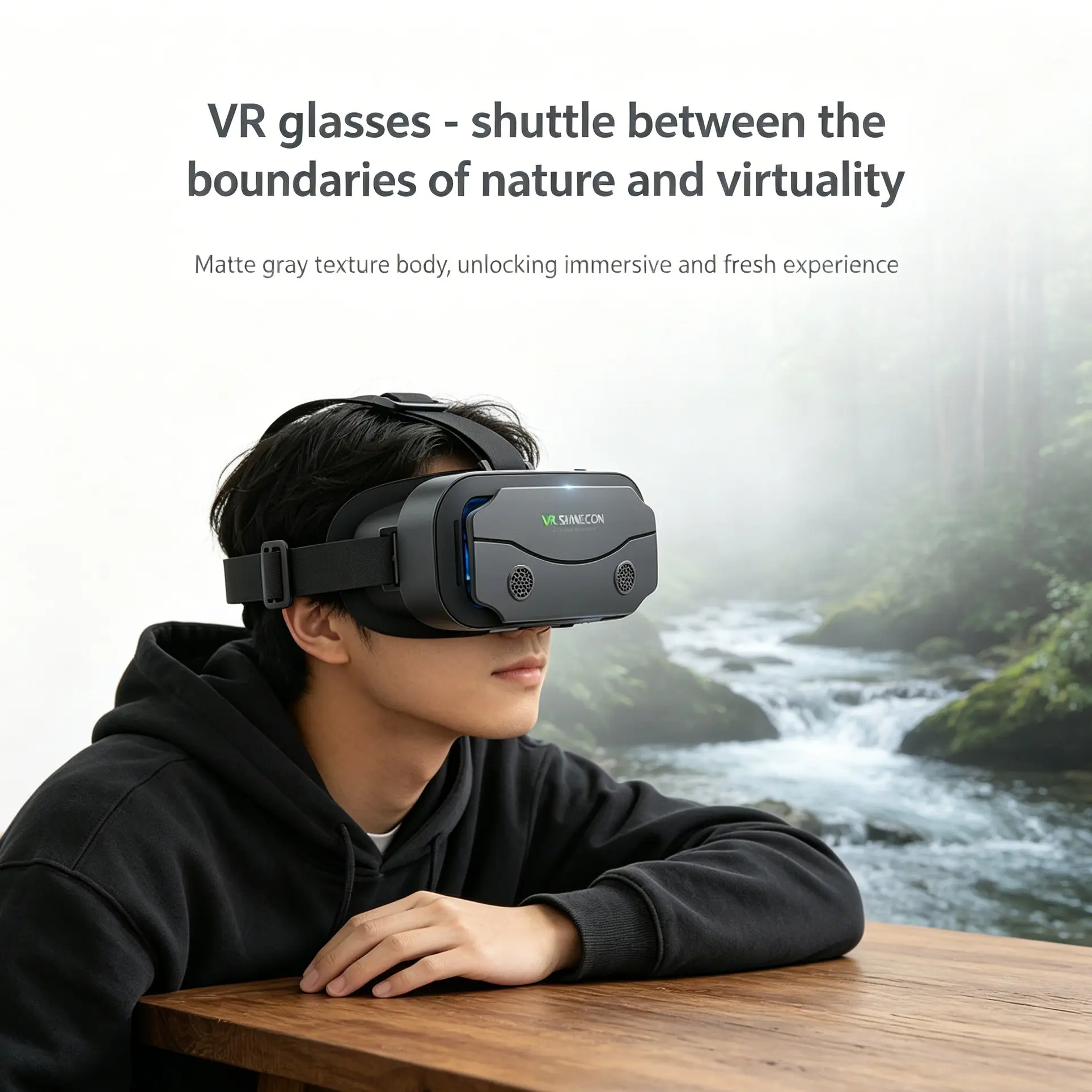 Immersive VR Glasses, VR Goggles, Matte Texture, Lightweight Body, Adjustable Headband, Comfortable for Long-Term Viewing, High Definition Lenses
