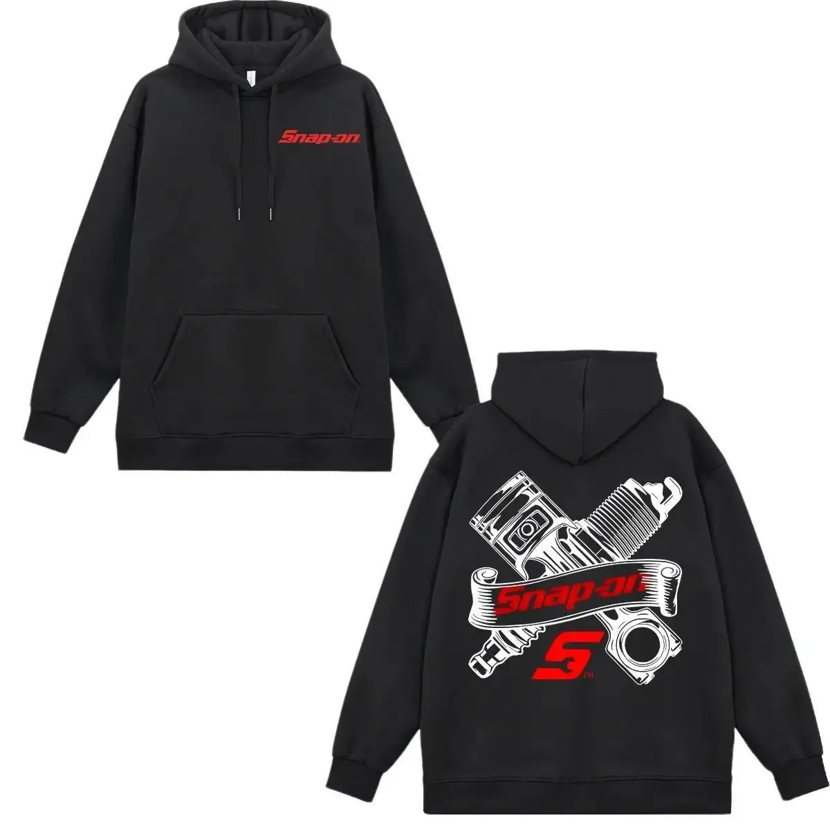 Snap On with Engine Parts Graphic Pullover Hoodie for Mechanics And Workwear, Unisex Hoodie, Ideal For Winter Life, Boyfriend Menswear Top Streetwear