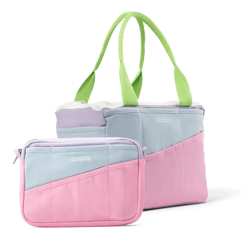 Soolla® Studio Bag + Pouch Set, 80's Windbreaker – 50-Pocket Canvas Organizer for Pottery, Art & Journaling