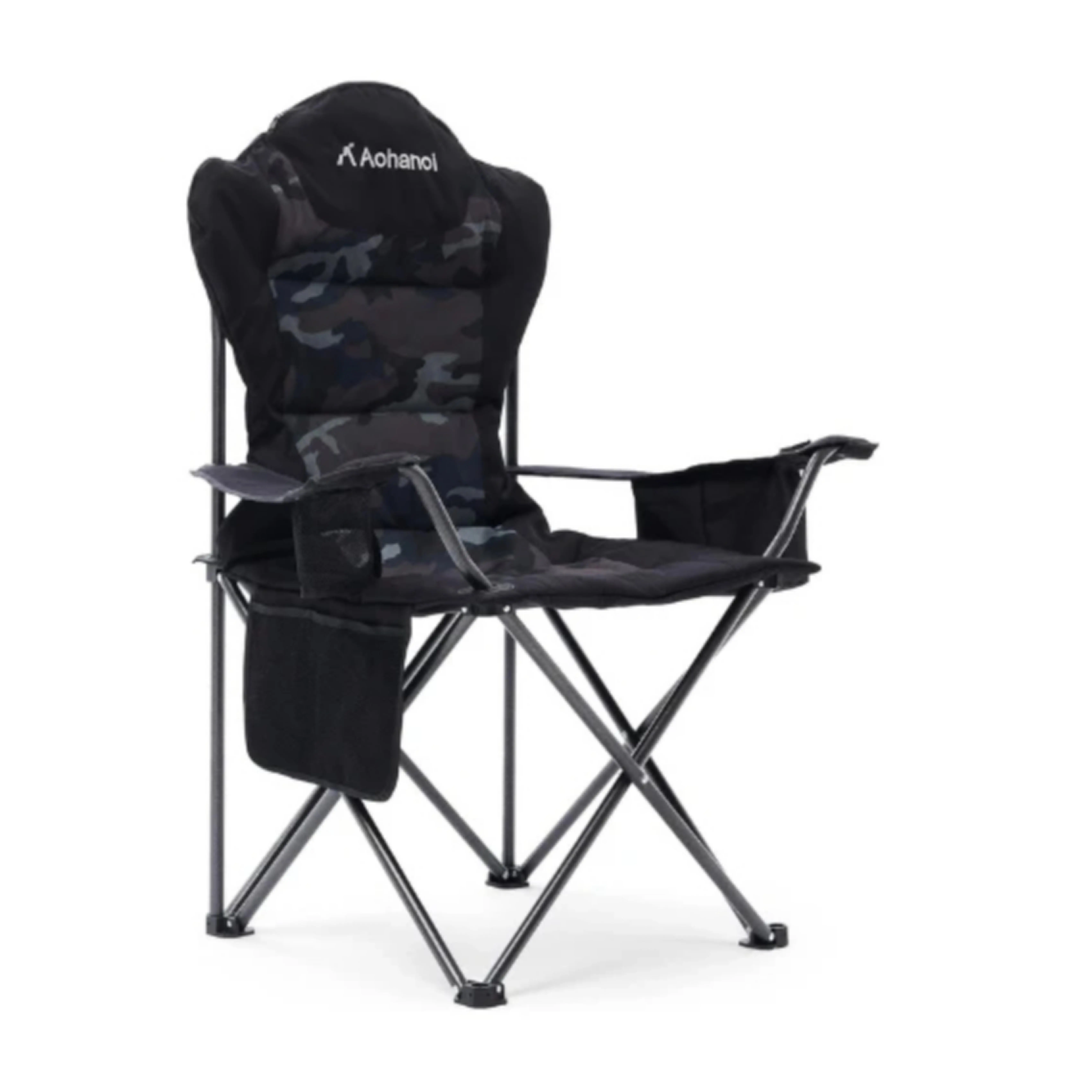 Outdoor Folding Chairs with Cup Holder & Cooler Bag, Supports up to 300lb - 1Pack lawn chair camping  chairs
