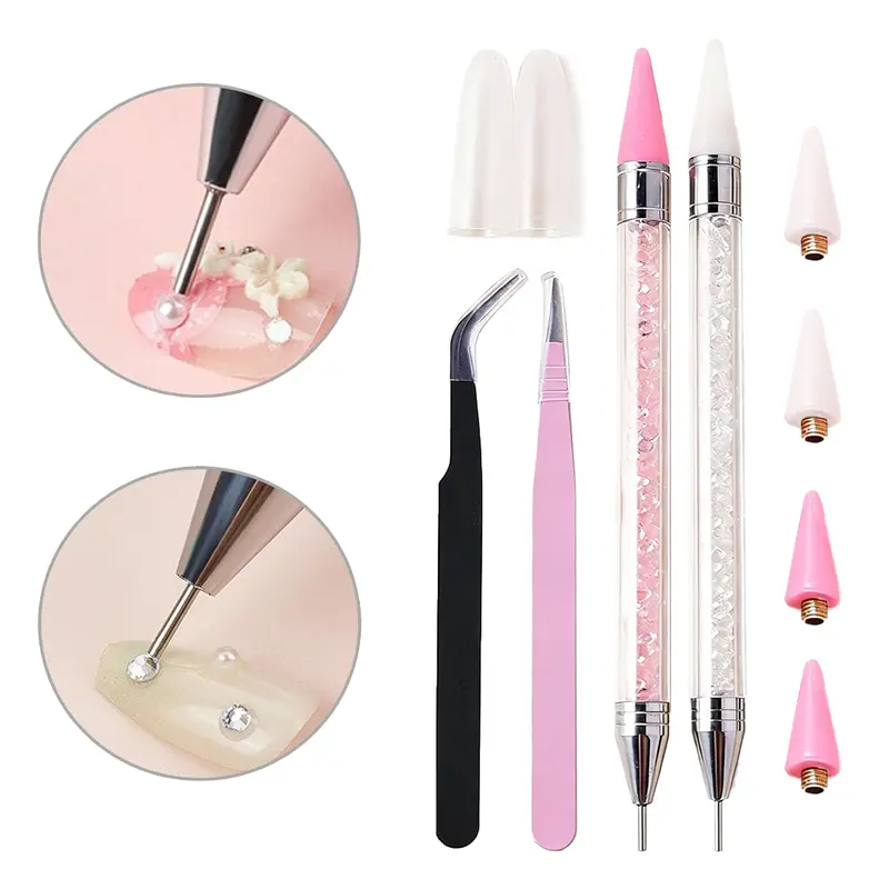 Rhinestone Pickup Tool Set for Diamond Painting DIY - 2 Pickup Pens, 2 Tweezer Pairs, 4 Pen Tips - Ideal for Rhinestone, Gem, Diamond-Style Embellishment Application (Nail Art DIY Tool)