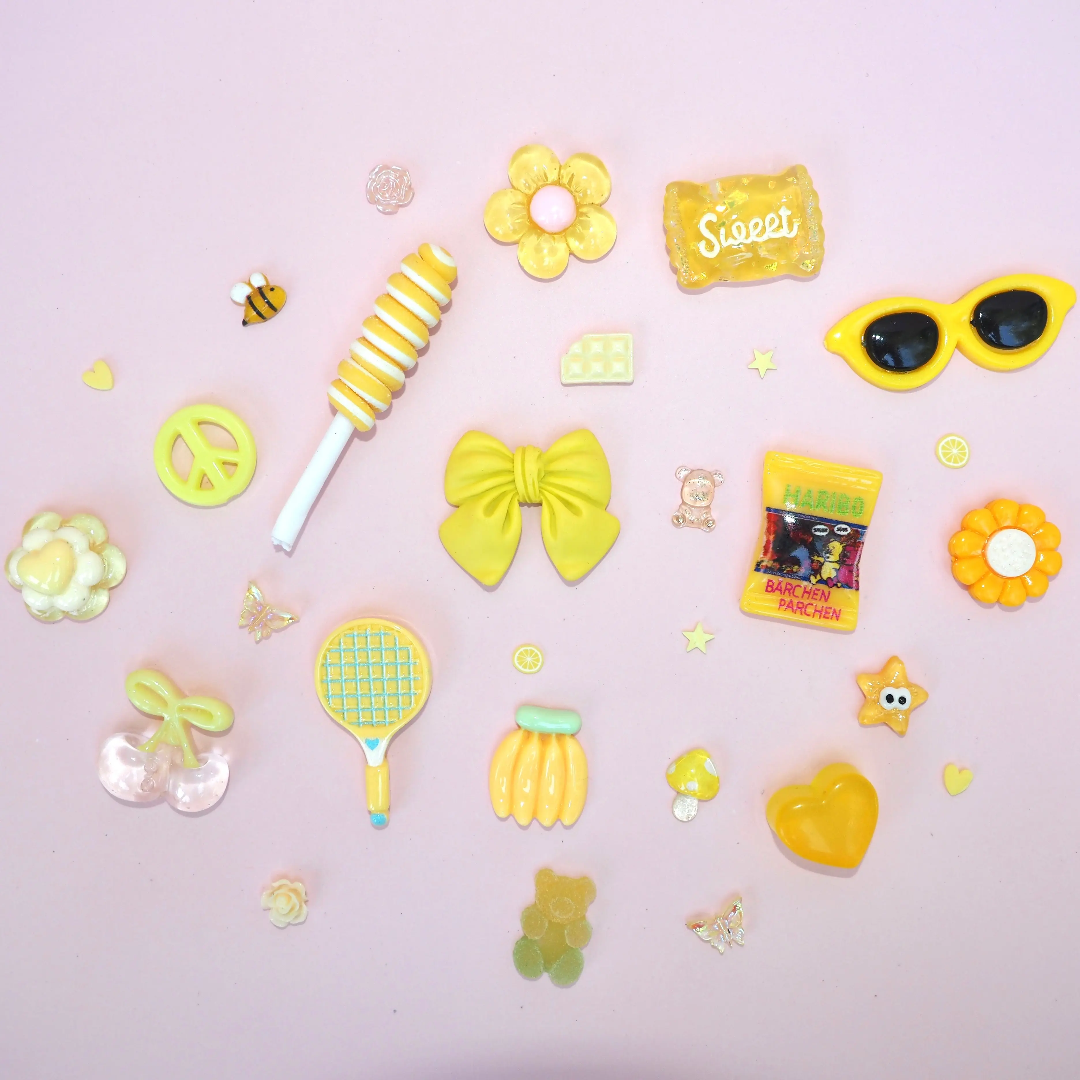Yellow Color Aesthetic Pack (Yellow Charms & Glue)
