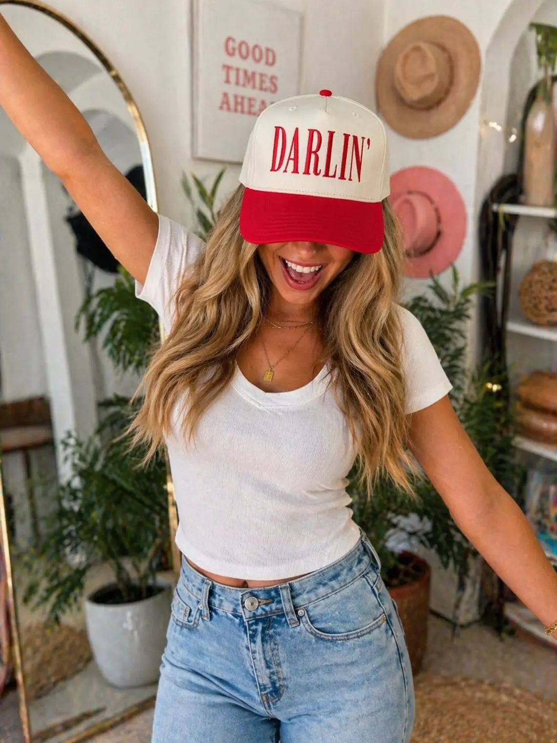 Darlin Embroidered Trucker Hat, Country Western Cap, Cute Vintage Style Snapback Hat, Cowgirl Baseball Cap, Gift for Her