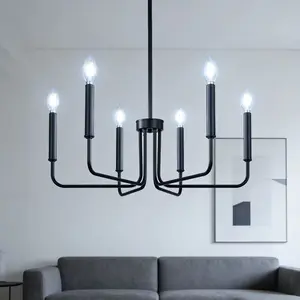 Modern Farmhouse Metal Pendant Lights - 8/6-Light Rustic Look Iron Art Fixture, Removable Close-to-Ceiling Indoor Lighting (Bulbs Not Included) for Kitchen Island, Dining Table