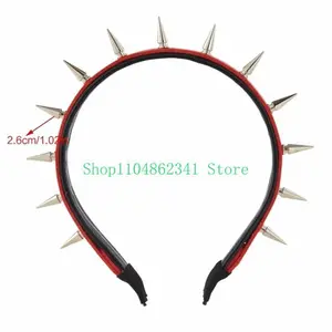 Rock Headband For Men Spiked Headband Gothic Tiaras Rivet Headband Steampunk Punk Headband Leather Spiked Headpiece