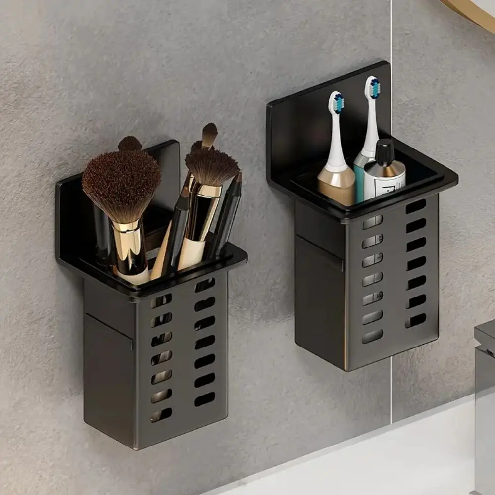 Minimalist Waterproof Compact Wall-Mounted Bathroom Toothbrush Holder, 1pc Daily Use Home Bathroom Storage Solution