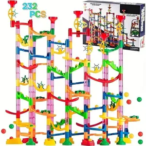 232pcs Colorful Marble Run Building Blocks Set, Creative Track Ball Slide Toy, Educational DIY Racing Track for Kids, Track Connection Building Toy, Christmas Gift Birthday Gift for Children Ages 6 and Up