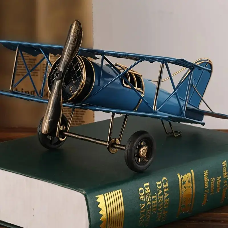 Creative Airplane Toy, Retro Iron Airplane Model, Office Desktop Decoration, Metal Handicraft, Desktop Ornament for Home Office