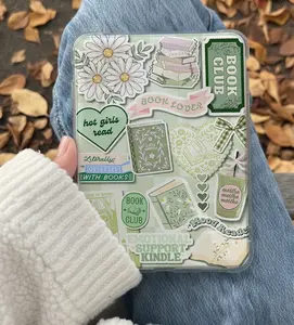 Green Bookish Stickers Kindle Insert for Clear Case – Aesthetic Book Lover Decor | Cozy Reading Accessory