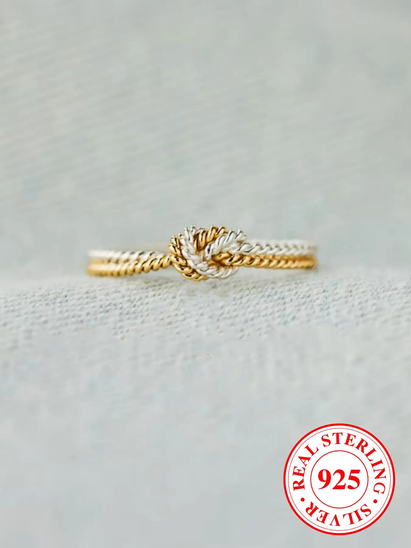 S925 Sterling Silver Double Knot Design Ring for Women, Fashion Accessories for Party, Daily Decor, Trendy All-match & Exquisite Jewelry for Birthday