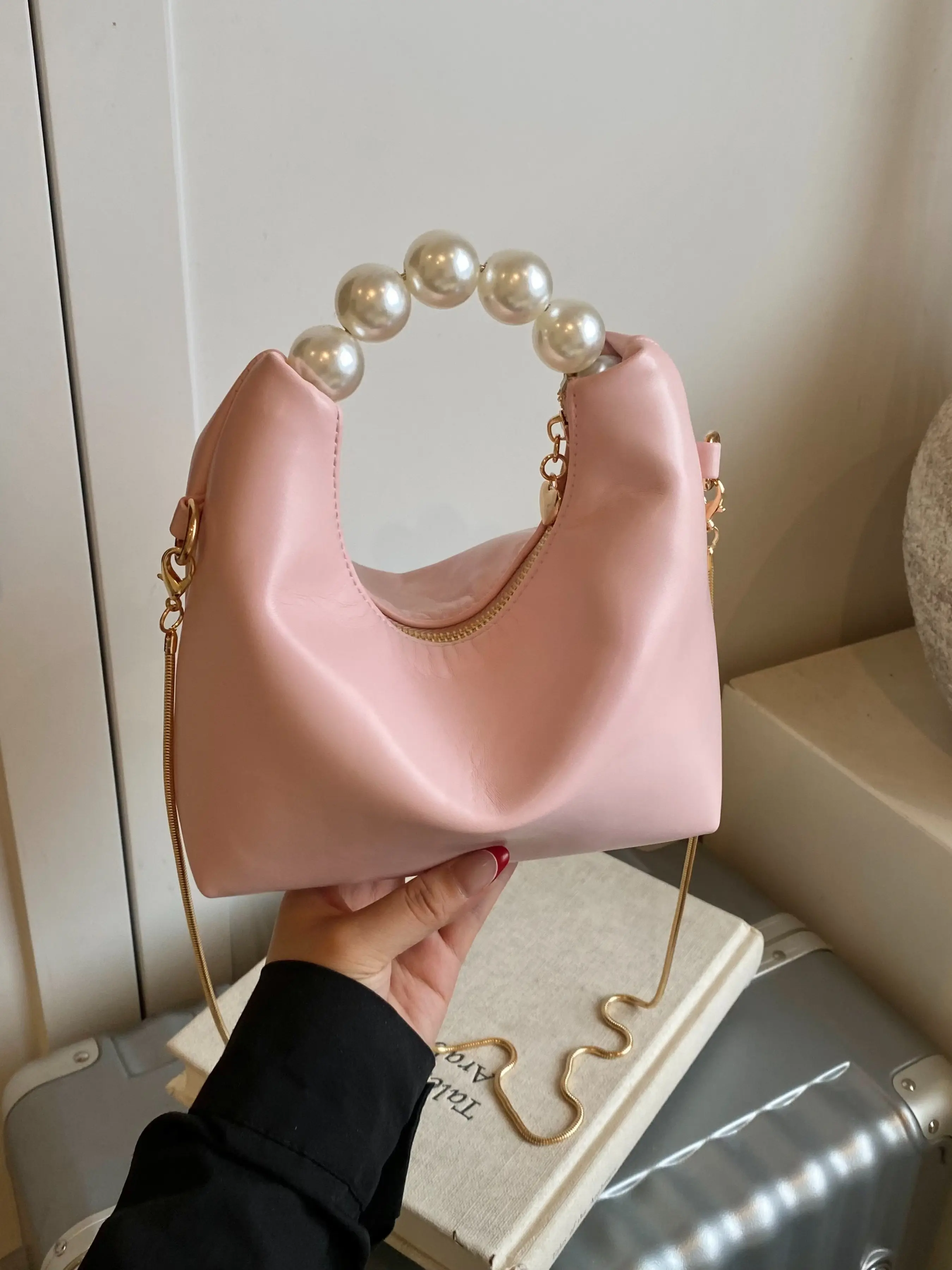 Women's Solid Color Saddle Bag, Fashionable Dual Strap Shoulder Crossbody Bag for Daily Used, Elegant Commuter Bag, Casual Trendy Versatile High-quality Daily Commuting Bag