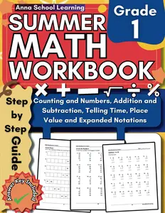 Summer Math Workbook Grade 1, With Counting, Addition and Subtraction, Telling Time, and Place Value Skills: 1st Grade Math Practice Summer Workbook With Answers