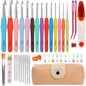 50 Pieces Complete Crochet Kit for Beginners, 14 Sizes Ergonomic Hooks with Soft Handles for Arthritic Hands, All-in-One Knitting Supplies with Case - Ideal Gift for Mom & Craft Lovers
