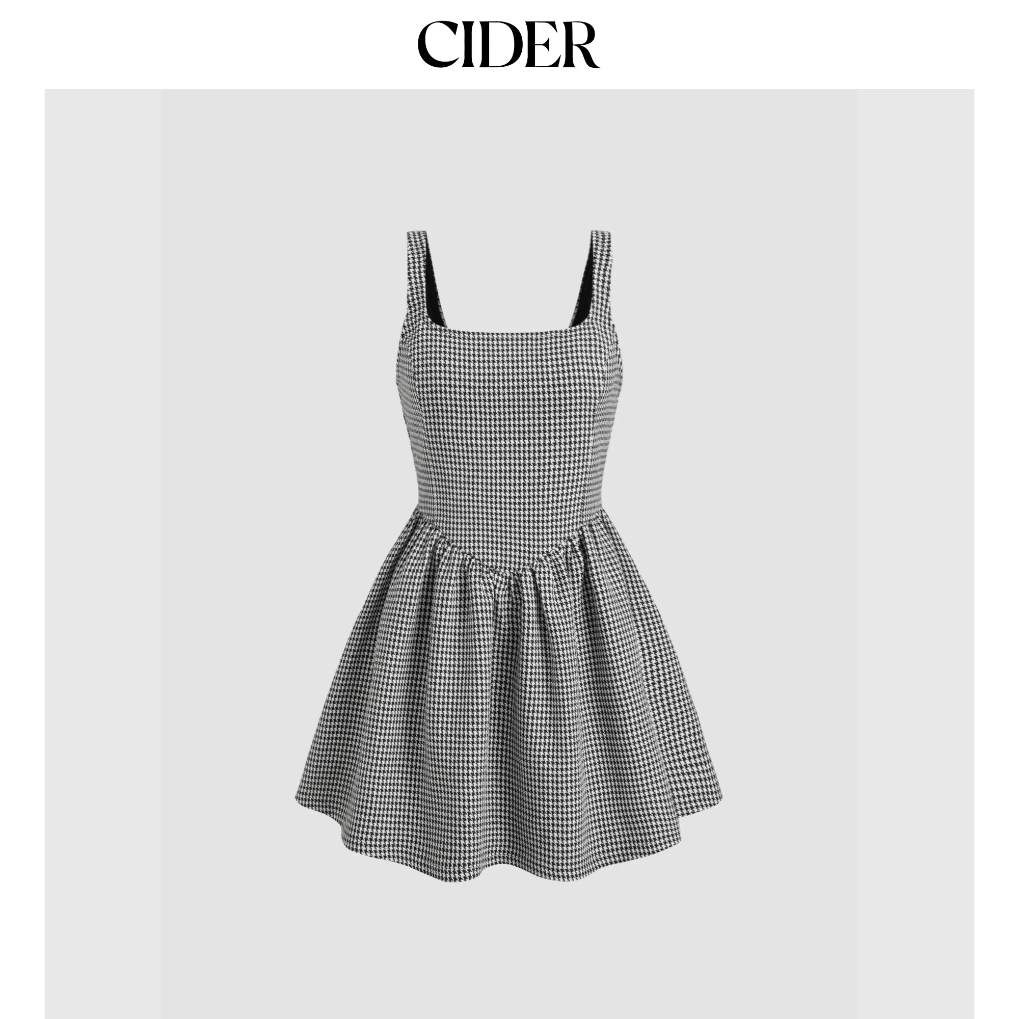 Cider [size 0-10] Tweed Square Neck Houndstooth Zipper Mini Dress