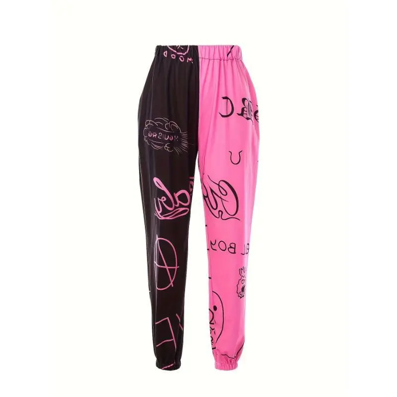 Women'sTrendyColor-BlockGraffitiJoggers-Casual&ComfyLoose-FitSweatpantswithElasticWaist,Polyester&SpandexBlend,MachineWashable,All-SeasonStreetwear Women'sTrendyColor-BlockGraffitiJoggers-Casual&ComfyLoose-FitSweatpantswithElasticWaist,Polyester&SpandexBlend,MachineWashable,All-SeasonStreetwear