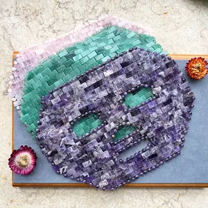 Natural jade mask pink crystal mask cold compress mask crystal eye mask amethyst aventurine face mask