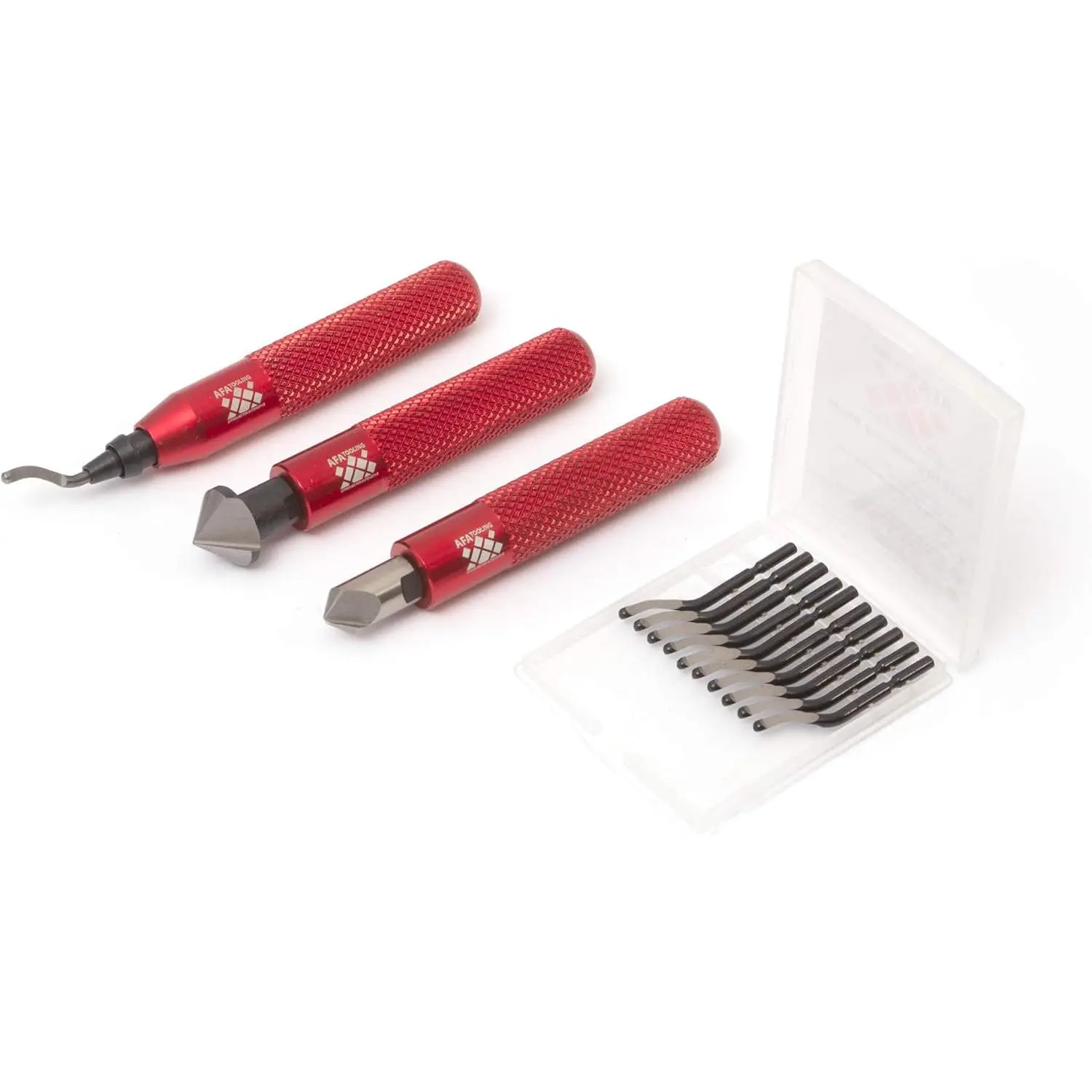 Plumbing 2 Reamers & Deburring Tool with Knurled Aluminum Handle, 2 Countersink Hand Reamers, 11 Blades & Swivel Head (1 Pre-Installed Blade) - For Metal/Resin, PVC Pipes, Copper, 3D Printing Edges