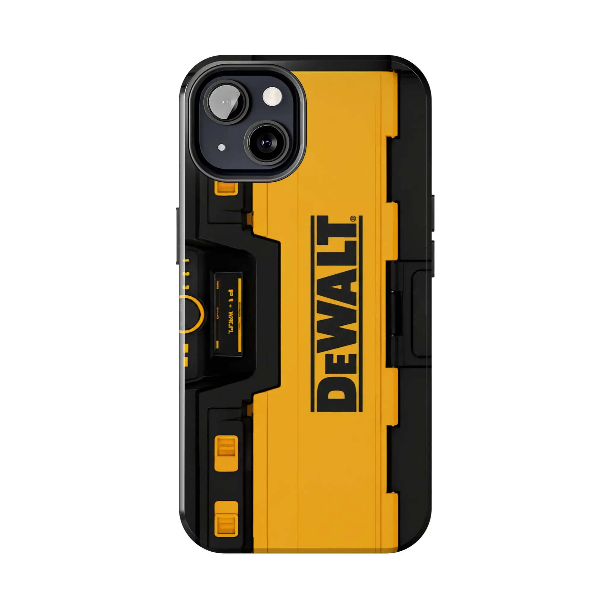 DEWALT Tool Box Inspired Heavy Duty Phone Case for iPhone 17 16 15 14 13 12 11 Pro Max Plus Rugged Construction Worker Industrial Yellow Black Protective Cover