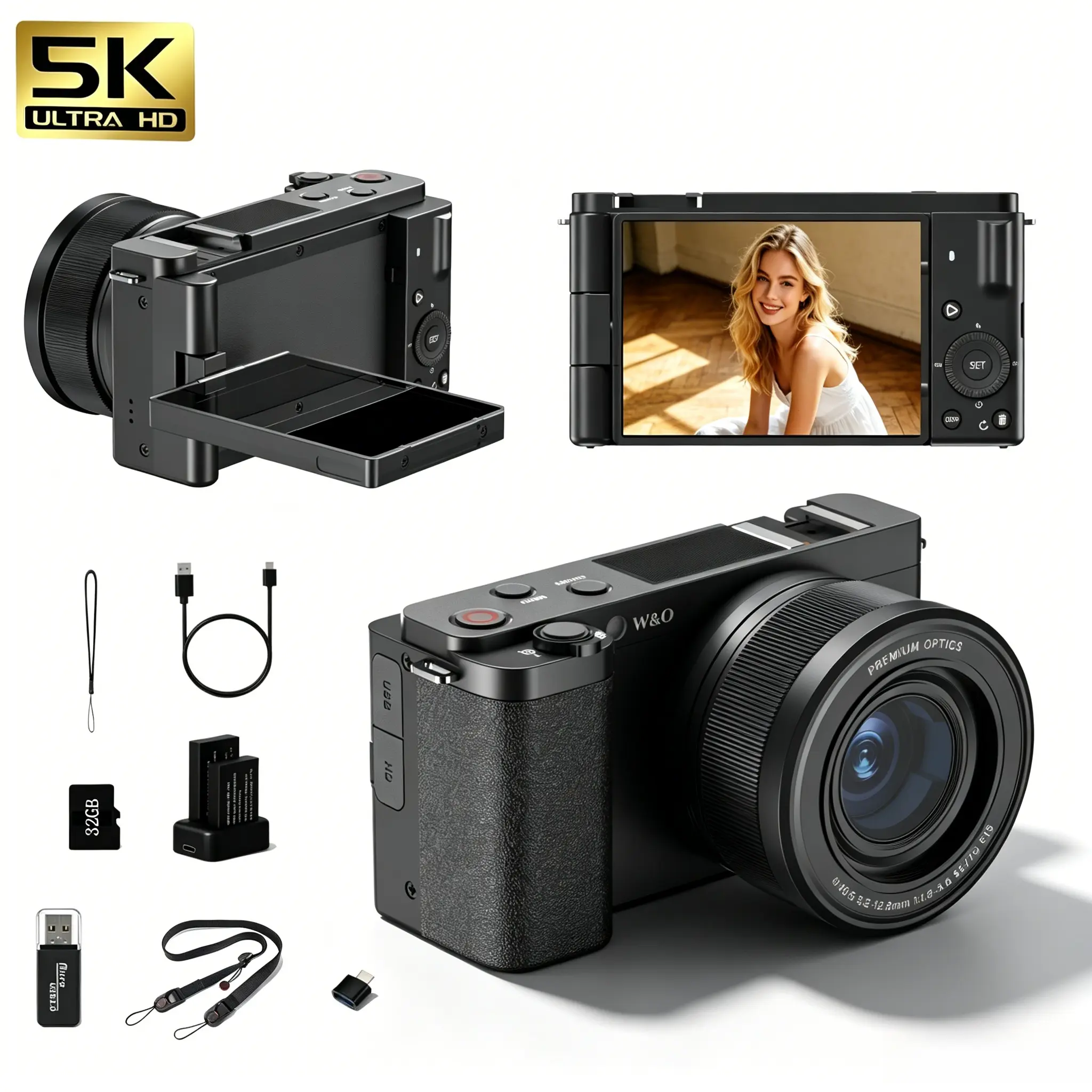 5K UHD Digital Camera for Photography Vlogging | Flip Screen Compact Point and Shoot Camera for Travel, YouTube, Selfie, Daily Life, Outdoor Camping, Birthday Party, Student Beginner Content Creator with 32GB Memory Card