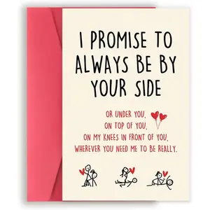 Naughty Valentines Day Card for Husband Fiance Boyfriend, Sweet Anniversary Birthday Card for Wife Fiancee Girlfriend, I Promise to Always Be by Your Side