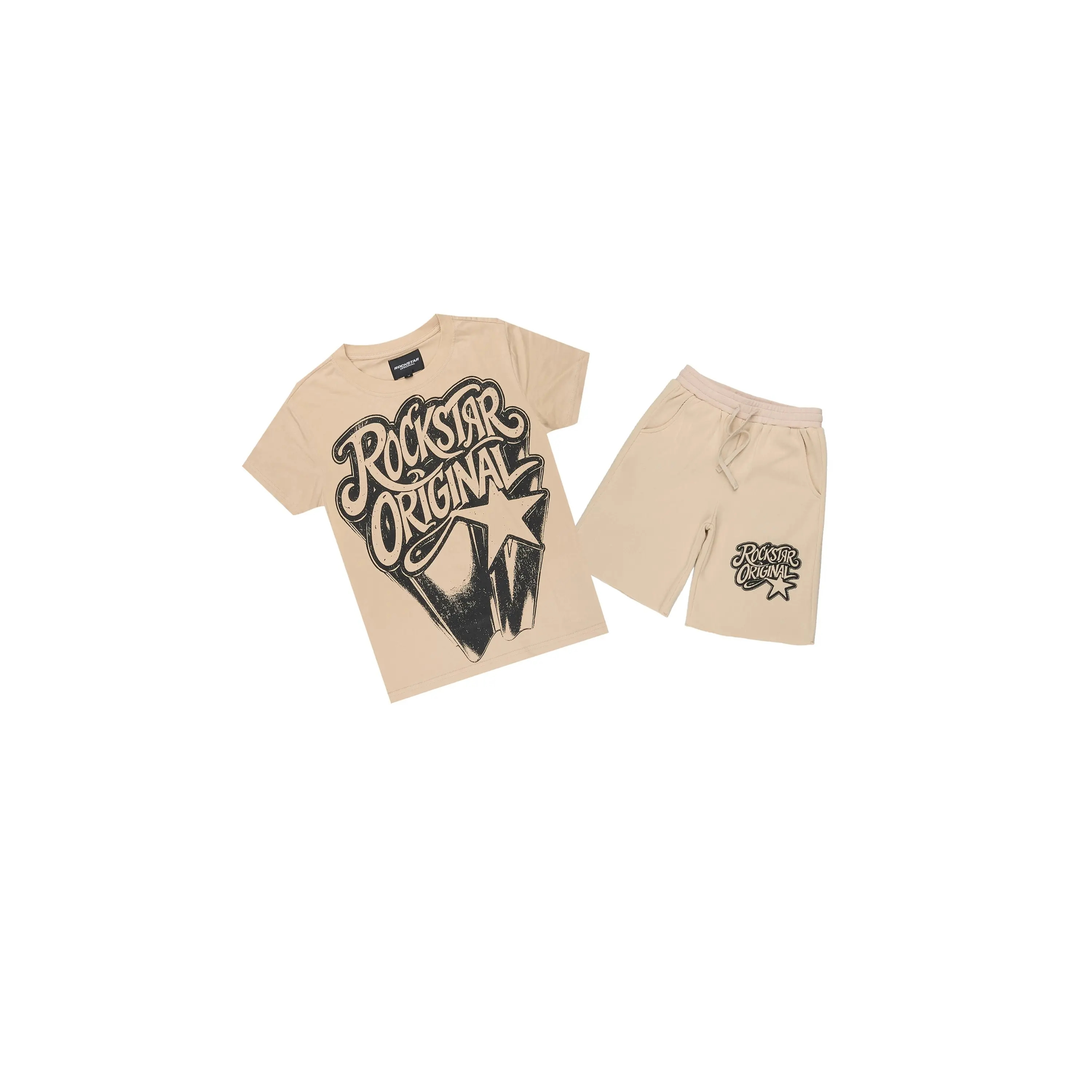 Boys Zayden Beige T-Shirt Short Set
