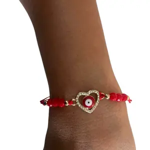 Pulsera de corazón y ojo turco two piece set