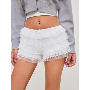 Cider [size 2-10] Lace Low Rise Floral Layered Micro Shorts