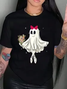 100% pure cotton Cute Ballerina Ghost Shirts, Ballet Dancer Shirts, Scary Dance Teacher Shirts, Scary Dance Teacher Gifts, Halloween Gifts, Funny Halloween Shirts,Women's Plus-Size Clothing, Autumn And Winter Seasonal Tops printed t-shirts for women